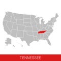 United States of America with the State of Tennessee selected. Map of the USA