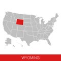 United States of America with the State of Wyoming selected. Map of the USA