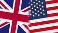 United States of America and United Kingdom Flags Together Fabric Texture