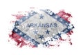 United States of America, America, US, USA, American, Arkansas, Arkansan flag background painted on white paper with watercolor