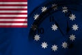 United States of America, America, US, USA, American, Easton, Pennsylvania flag with clock close to midnight in the background.