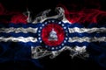 United States of America, America, US, USA, American, Jefferson City, Missouri smoke flag isolated on black background Royalty Free Stock Photo