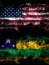 United States of America, America, US, USA, American vs Brazil, Brazilian, Sergipe smoky mystic flags placed side by side. Thick