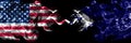 United States of America, America, US, USA, American vs Israel, Naval Ensign smoky mystic flags placed side by side. Thick colored