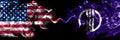 United States of America, America, US, USA, American vs Japan, Japanese, Sendai, Miyagi smoky mystic flags placed side by side.