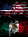 United States of America, America, US, USA, American vs Mexico, Mexican smoky mystic flags placed side by side. Thick colored