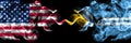 United States of America, America, US, USA, American vs Russia, Russian, Tuva smoky mystic flags placed side by side. Thick