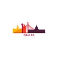 Dallas city skyline silhouette vector logo illustration