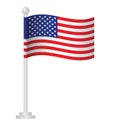 The United States of America USA  flag. National flag of USA on pole vector Royalty Free Stock Photo