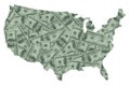 United States of America USA Map and Money Concept, Hundred Dollar Bills Royalty Free Stock Photo