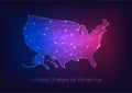 United States of America USA map outline with stars and lines abstract framework. Royalty Free Stock Photo