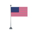 United states of America vector flag template. Waving USA flag on a metallic pole, isolated on a white background. Royalty Free Stock Photo