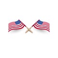 United States of America windy waving flag crossed template with shadow 3d vector illustration eps10 on white background Royalty Free Stock Photo