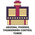 United States, Arizona, Phoenix, Thunderbird Control Tower travel landmark vector illustration
