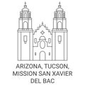 United States, Arizona, Tucson, Mission San Xavier Del Bac travel landmark vector illustration