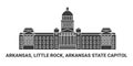 United States, Arkansas, Little Rock, Arkansas State Capitol, travel landmark vector illustration Royalty Free Stock Photo