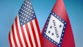 United States and Arkansas state two flags