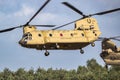United States Army Boeing CH-47F Chinook transport helicopter from 4th CAB out of Fort Carson, Colorado taking off from Eindhoven Royalty Free Stock Photo