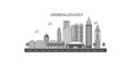 United States, Atlanta city skyline isolated vector illustration, icons Royalty Free Stock Photo