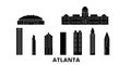 United States, Atlanta flat travel skyline set. United States, Atlanta black city vector illustration, symbol, travel