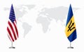 United States and Barbados flags for official meeting