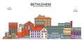 United States, Bethlehem tourism landmarks, vector city travel illustration