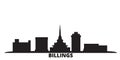 United States, Billings city skyline isolated vector illustration. United States, Billings travel black cityscape