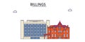 United States, Billings City tourism landmarks, vector city travel illustration
