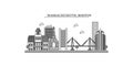 United States, Boston City city skyline isolated vector illustration, icons Royalty Free Stock Photo