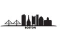 United States, Boston City City Skyline Isolated Vector Illustration. United States, Boston City Travel Black Cityscape