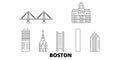 United States, Boston City line travel skyline set. United States, Boston City outline city vector illustration, symbol