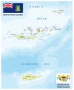 United states and british virgin islands vector map with flags
