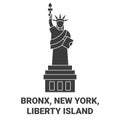 United States, Bronx, New York, Liberty Island travel landmark vector illustration Royalty Free Stock Photo