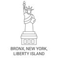 United States, Bronx, New York, Liberty Island travel landmark vector illustration Royalty Free Stock Photo