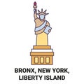 United States, Bronx, New York, Liberty Island travel landmark vector illustration Royalty Free Stock Photo