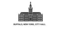 United States, Buffalo, New York, City Hall travel landmark vector illustration