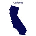 United States California. Dark blue silhouette of the state