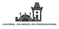 United States, California , Los Angeles, Hollywood Boulevard, travel landmark vector illustration