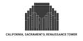 United States, California, Sacramento, Renaissance Tower, travel landmark vector illustration Royalty Free Stock Photo