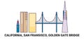 United States, California, San Fransisco, Golden Gate Bridge, travel landmark vector illustration