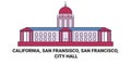 United States, California, San Fransisco, San Francisco, City Hall travel landmark vector illustration