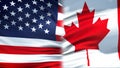 United States and Canada flags background, diplomatic and economic relations Royalty Free Stock Photo