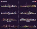 United States and Canadian city skylines at night vector set Royalty Free Stock Photo