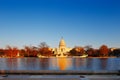 The United States Capitol behind the Capitol Reflecting Pool in Washington DC, USA Royalty Free Stock Photo