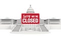 United States Capitol Building with Closed Sign. Government Shutdown Illustration