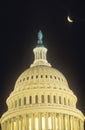 United States Capitol Building Dome with Crescent Moon, Washington, D.C. Royalty Free Stock Photo