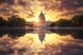 United States Capitol building exterior view at sunset, Washington DC, USA. Royalty Free Stock Photo