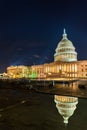 The United States Capitol Building at night in Washington, DC Royalty Free Stock Photo