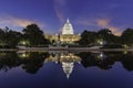 The United States Capitol Building, seen from reflection pool on dusk. Royalty Free Stock Photo