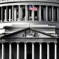 United States Capitol Building in Washington DC with American Flag Royalty Free Stock Photo